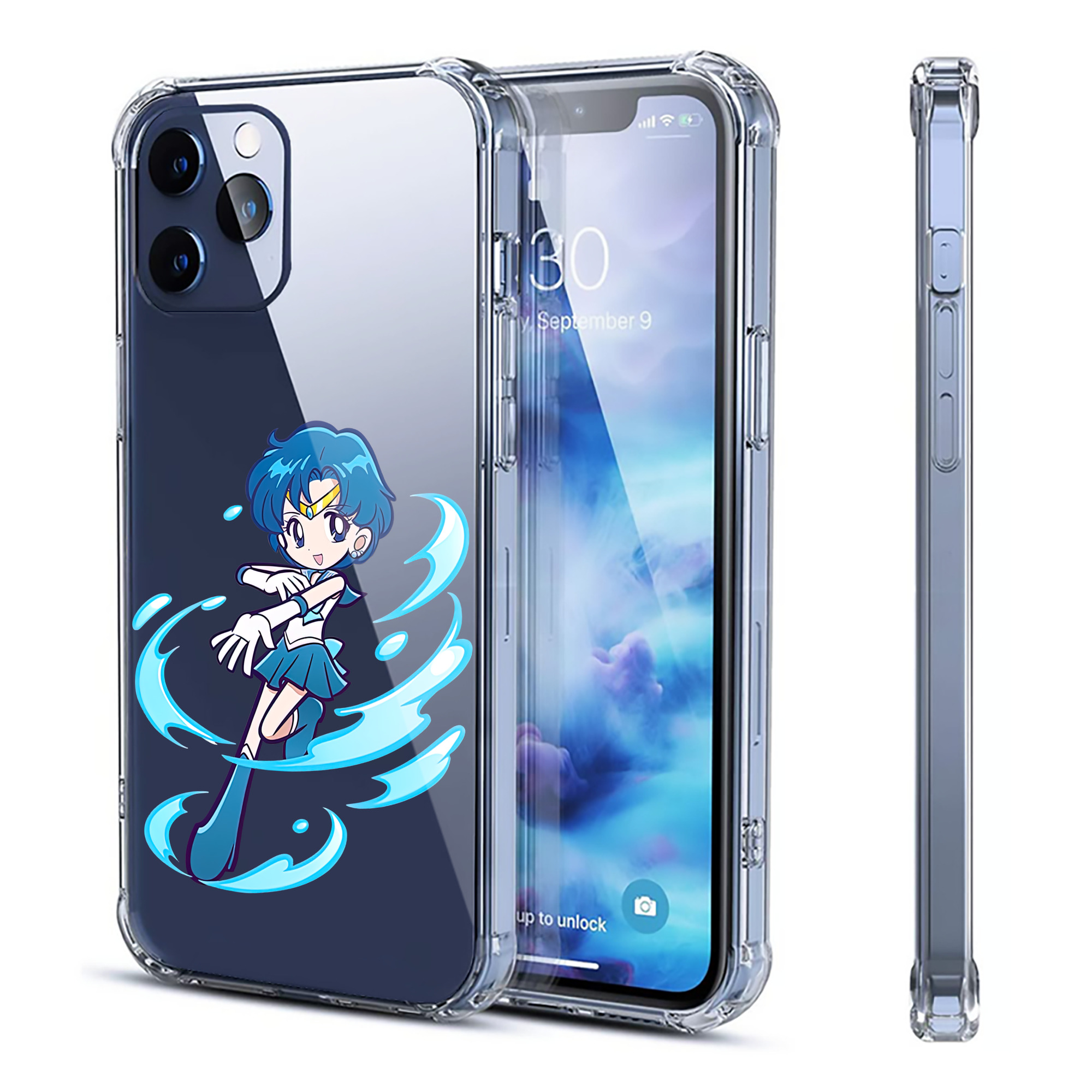 （画像用） 美少女戦士セーラームーン 水野 亜美 みずの あみ Sailor Moon Mizuno Ami 【iPhone 12シリーズ対応】透明スマホケース（クリアソフトケース）